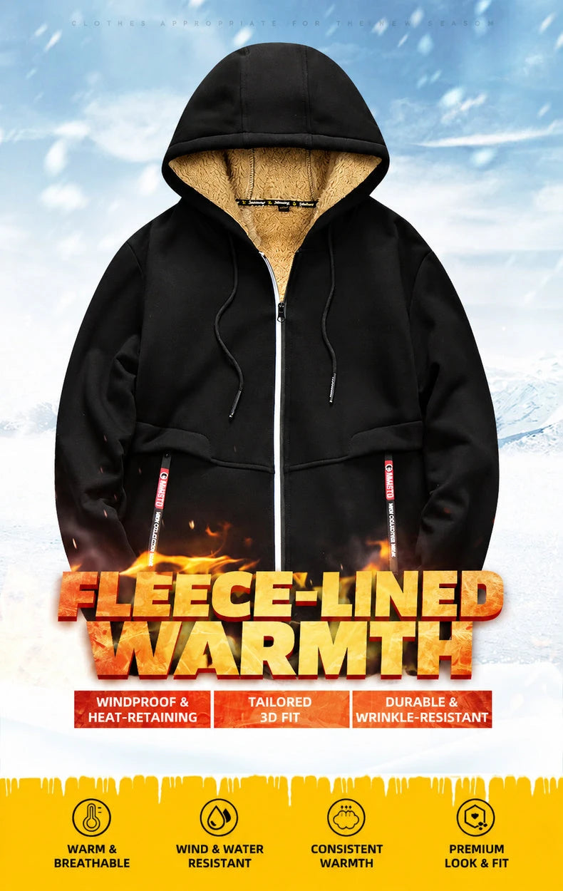 Men's Contrast-Lined Hooded Full-Zip Jacket with Hooded