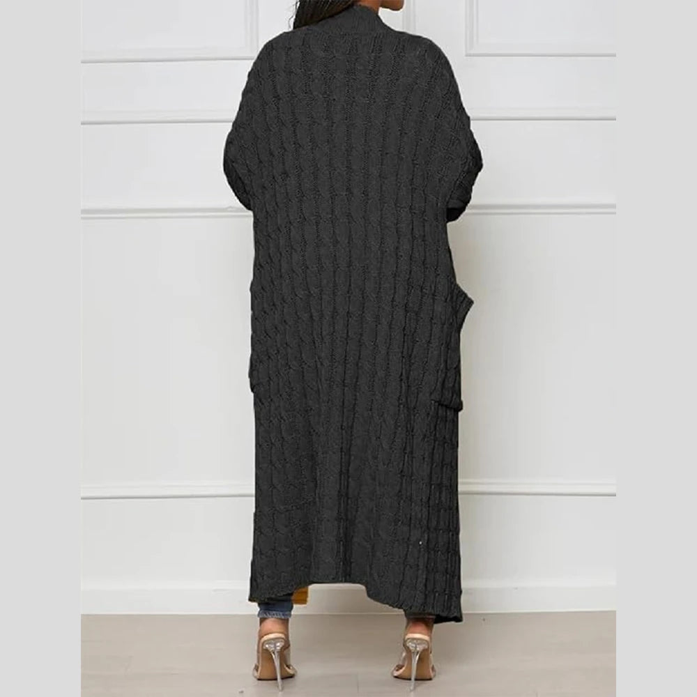 Women's long knit cardigan, full-length product view