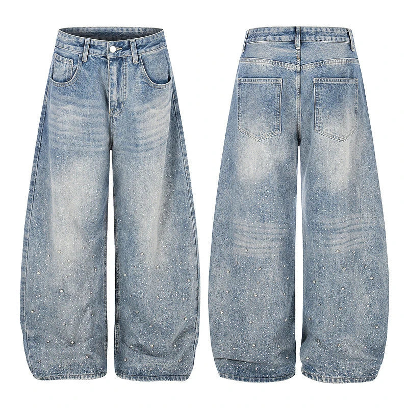 Rhinestone Baggy Jeans – Relaxed Streetwear Denim