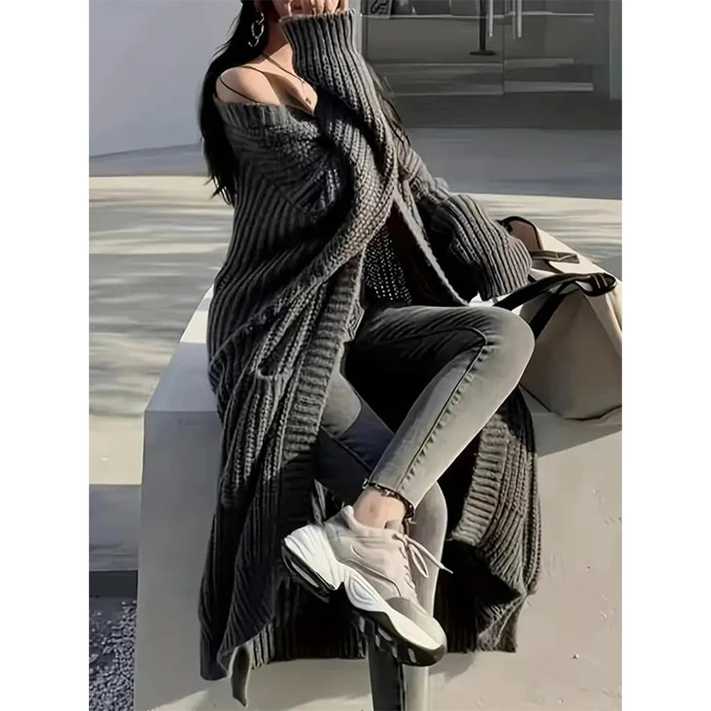 Longline knit cardigan for women, product image