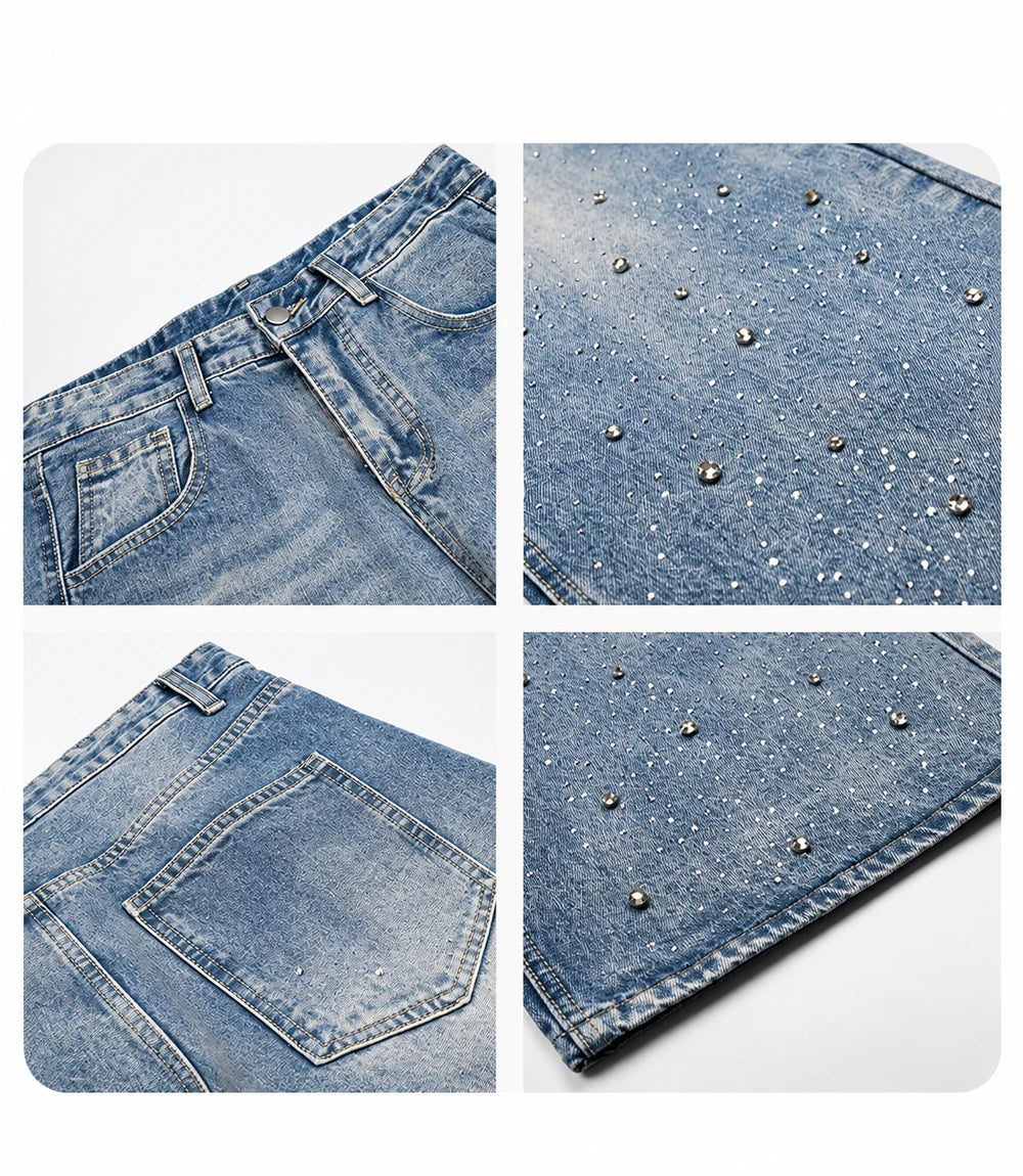 Rhinestone Baggy Jeans – Relaxed Streetwear Denim