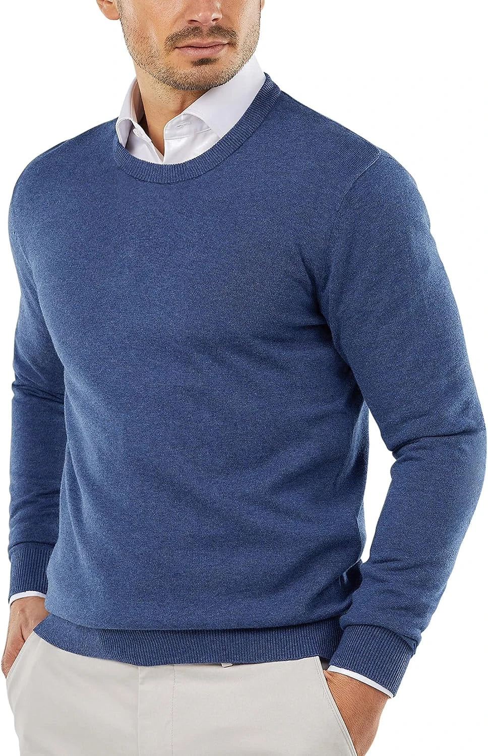 COOFANDY Mens Crew Neck Knitted Pullover