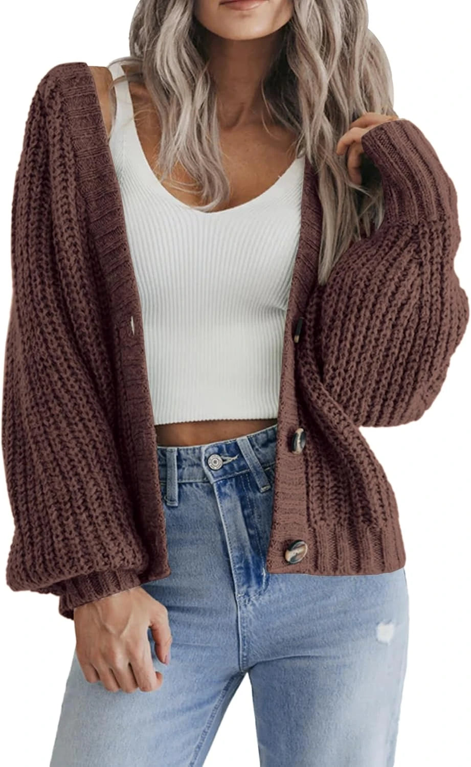 Chunky Knit Button Down Cardigan
