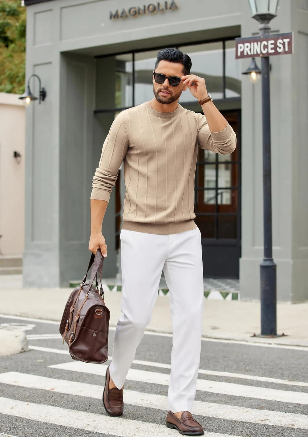 Coofandy Mens Round Neck Knitted Sweater