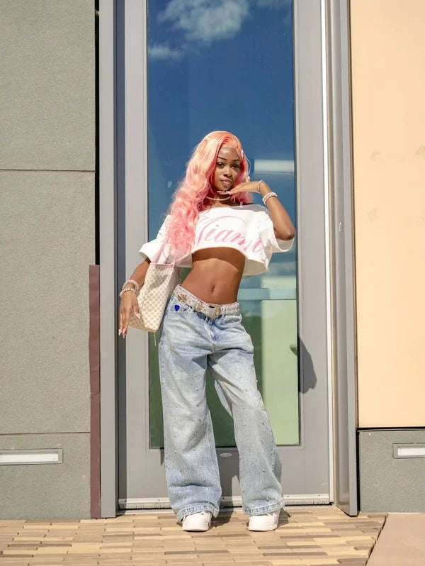 Rhinestone Baggy Jeans – Relaxed Streetwear Denim
