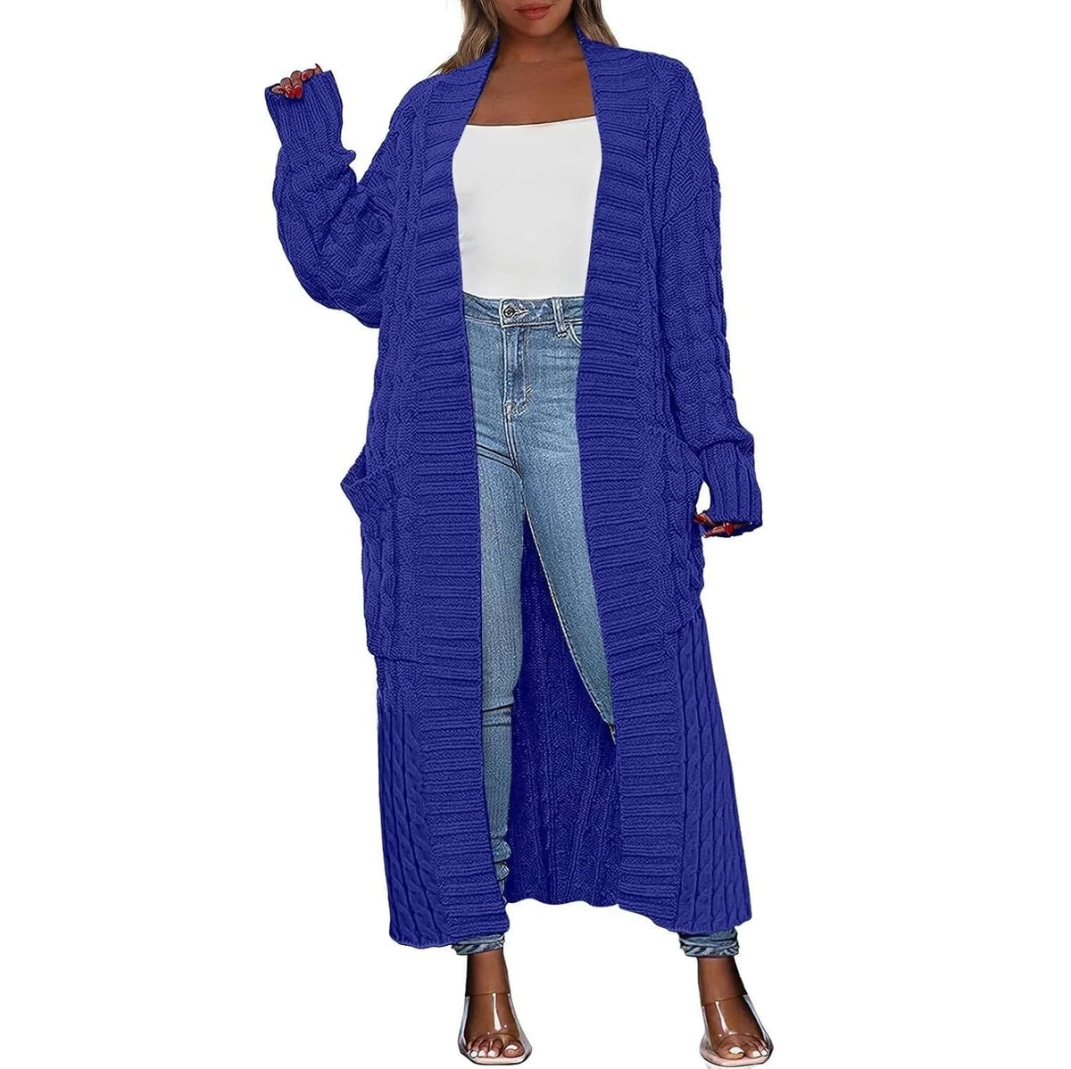 Women's longline knit cardigan, alternate product photo