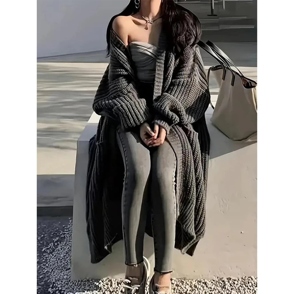 Women's cardigan with side pockets, alternate angle