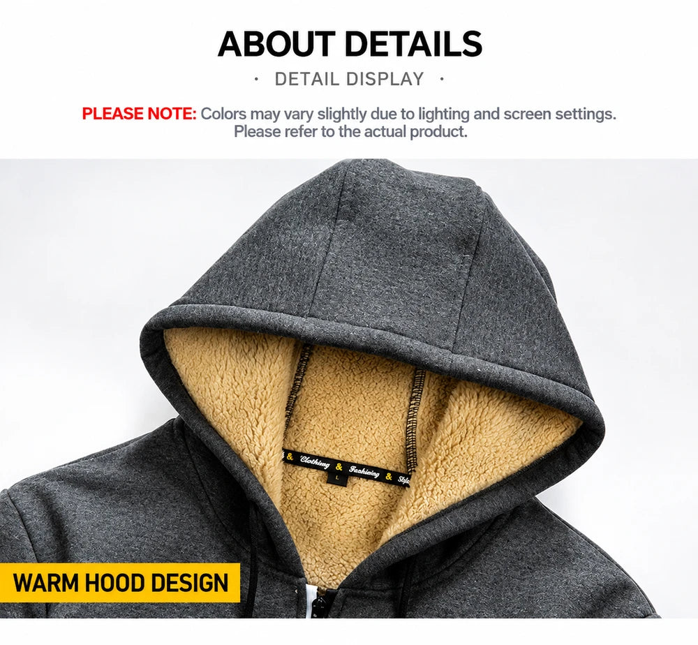 Men's Contrast-Lined Hooded Full-Zip Jacket with Hooded