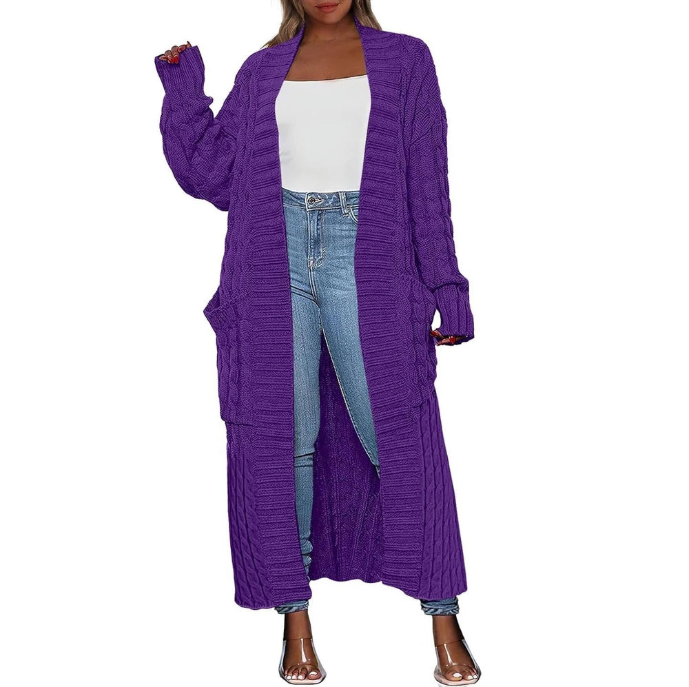 Women's knit cardigan with practical side pockets, product photo