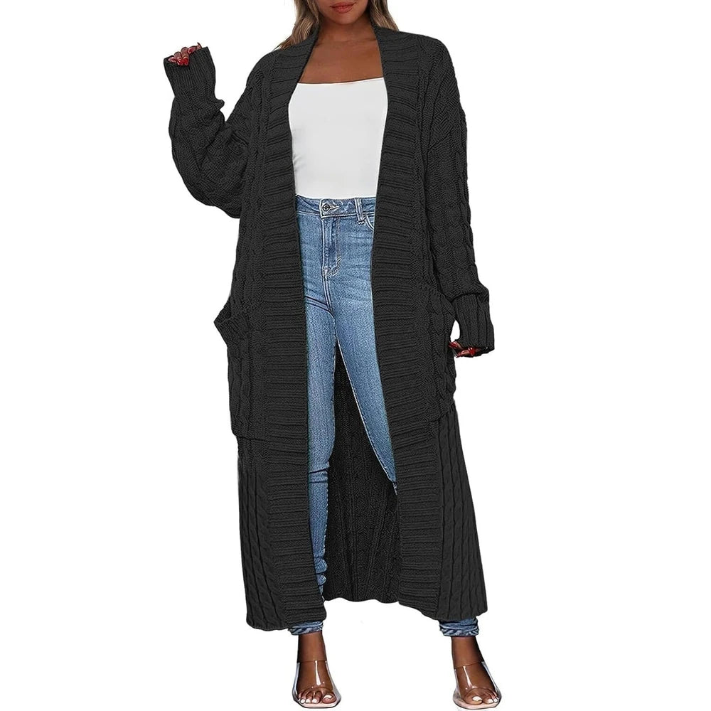 Women's long knit cardigan, alternate view