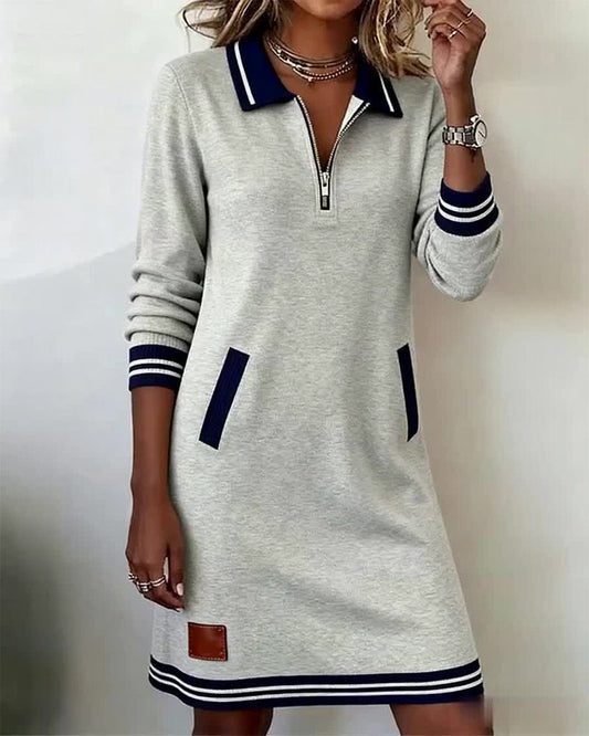 Women's Long-Sleeve Zip-Front Dress